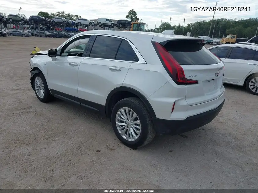 2024 Cadillac Xt4 Fwd Luxury VIN: 1GYAZAR40RF218241 Lot: 45321419