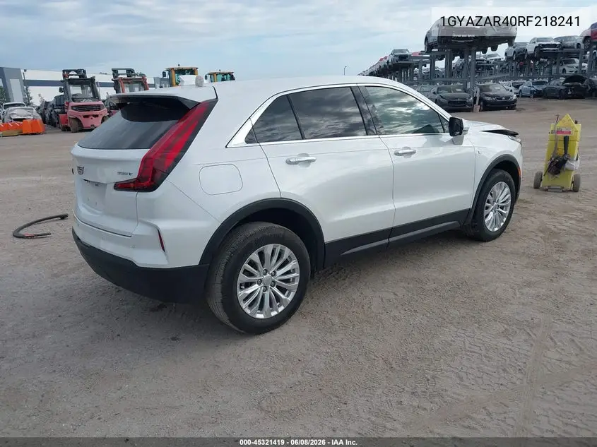 2024 Cadillac Xt4 Fwd Luxury VIN: 1GYAZAR40RF218241 Lot: 45321419