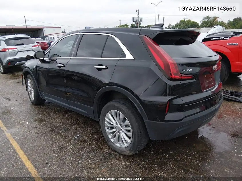 2024 Cadillac Xt4 Fwd Luxury VIN: 1GYAZAR46RF143660 Lot: 45349980
