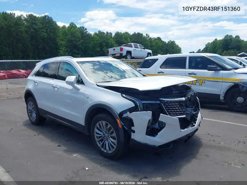 2024 Cadillac Xt4 Premium Luxury VIN: 1GYFZDR42RF151360 Lot: 45356793