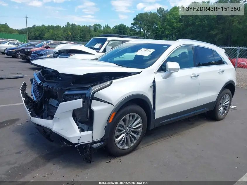 2024 Cadillac Xt4 Premium Luxury VIN: 1GYFZDR42RF151360 Lot: 45356793