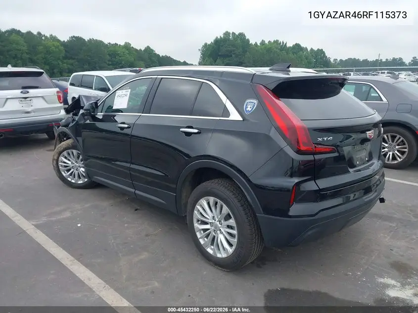 2024 Cadillac Xt4 Fwd Luxury VIN: 1GYAZAR46RF115373 Lot: 45432250