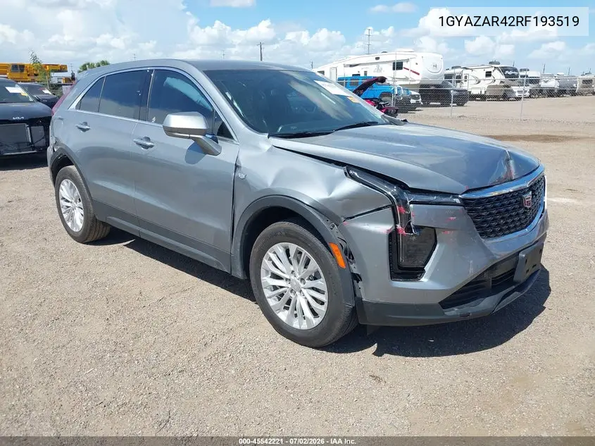 2024 Cadillac Xt4 Fwd Luxury VIN: 1GYAZAR42RF193519 Lot: 45542221