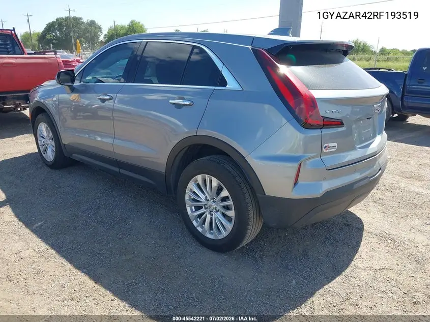 2024 Cadillac Xt4 Fwd Luxury VIN: 1GYAZAR42RF193519 Lot: 45542221