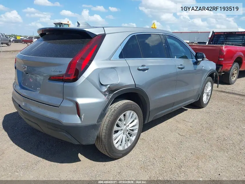 2024 Cadillac Xt4 Fwd Luxury VIN: 1GYAZAR42RF193519 Lot: 45542221