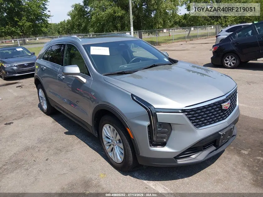 2024 Cadillac Xt4 Fwd Luxury VIN: 1GYAZAR40RF219051 Lot: 45600252