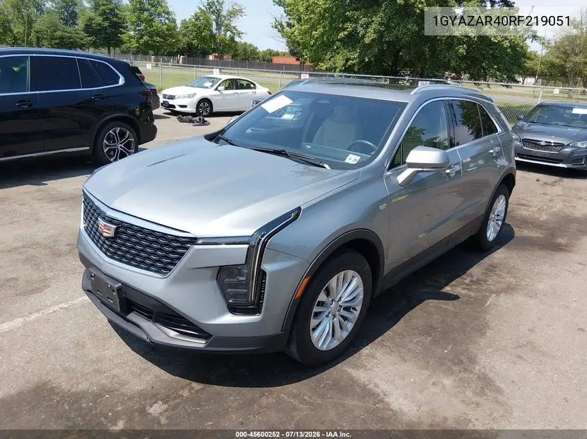 2024 Cadillac Xt4 Fwd Luxury VIN: 1GYAZAR40RF219051 Lot: 45600252