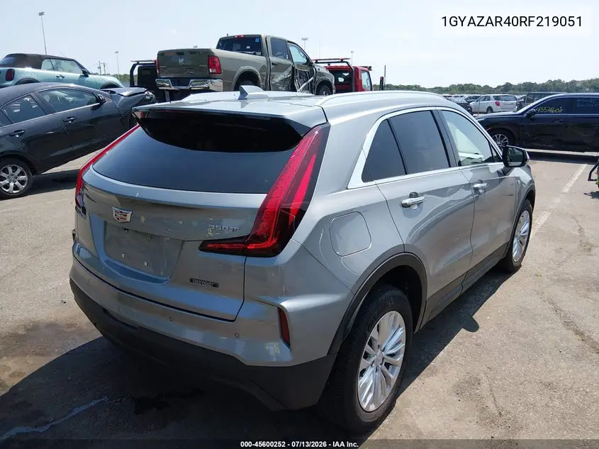 2024 Cadillac Xt4 Fwd Luxury VIN: 1GYAZAR40RF219051 Lot: 45600252