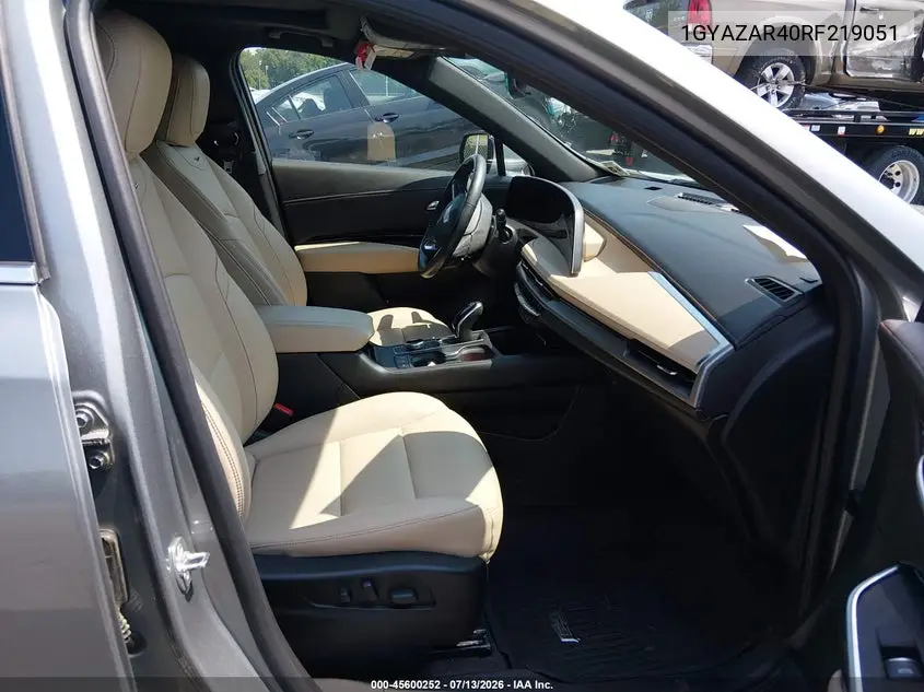 2024 Cadillac Xt4 Fwd Luxury VIN: 1GYAZAR40RF219051 Lot: 45600252