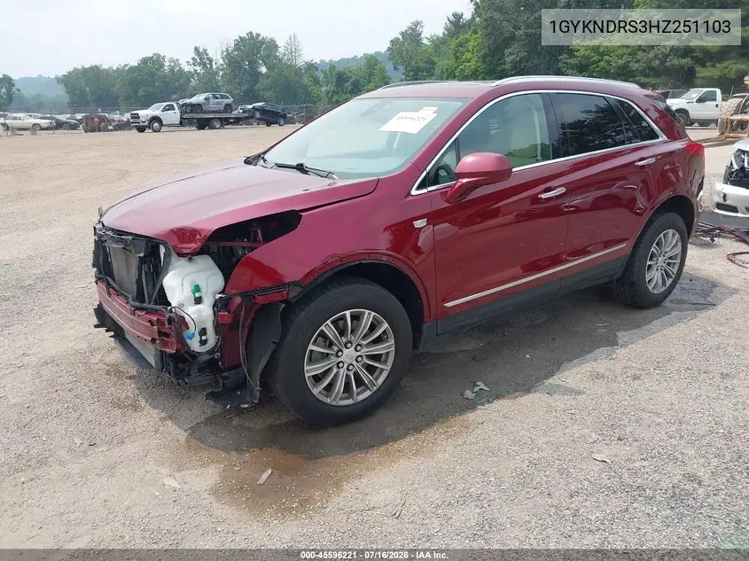 2017 Cadillac Xt5 Luxury VIN: 1GYKNDRS3HZ251103 Lot: 45596221