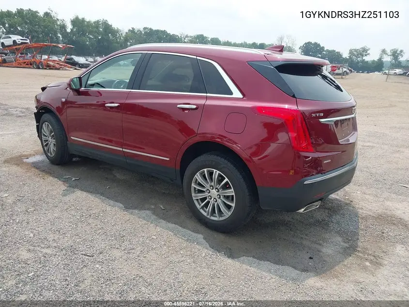 2017 Cadillac Xt5 Luxury VIN: 1GYKNDRS3HZ251103 Lot: 45596221