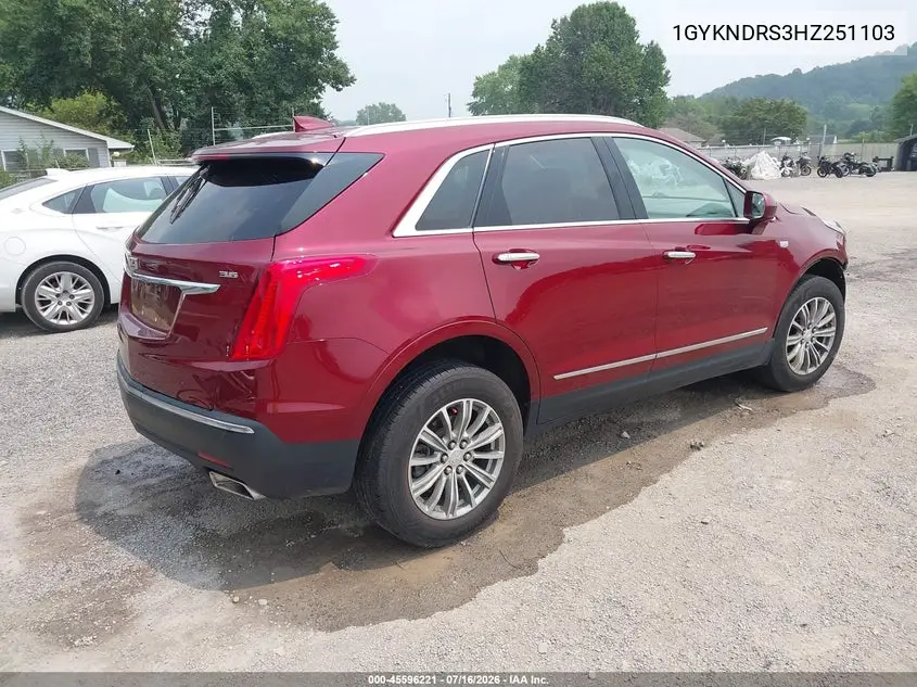 2017 Cadillac Xt5 Luxury VIN: 1GYKNDRS3HZ251103 Lot: 45596221