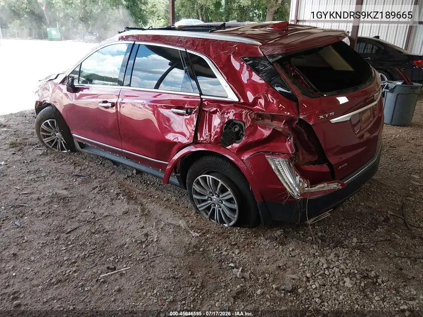 2019 Cadillac Xt5 Luxury VIN: 1GYKNDRS9KZ189665 Lot: 45646595