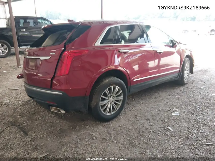 2019 Cadillac Xt5 Luxury VIN: 1GYKNDRS9KZ189665 Lot: 45646595