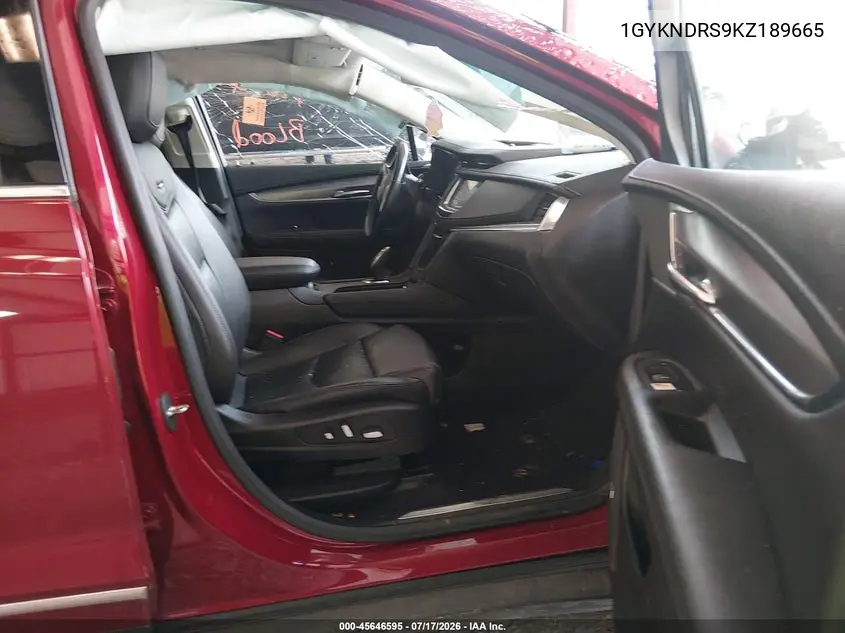 2019 Cadillac Xt5 Luxury VIN: 1GYKNDRS9KZ189665 Lot: 45646595