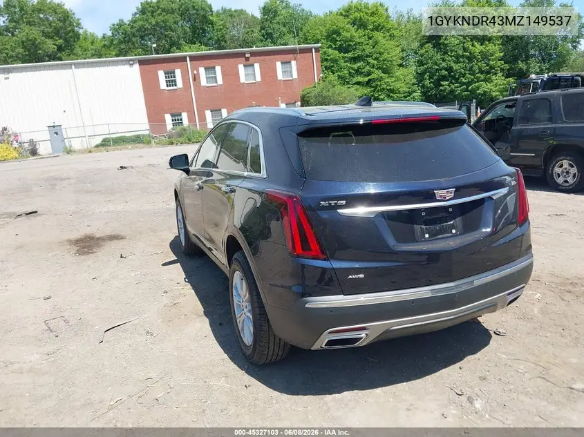 2021 Cadillac Xt5 Premium Luxury VIN: 1GYKNDR43MZ149537 Lot: 45327103