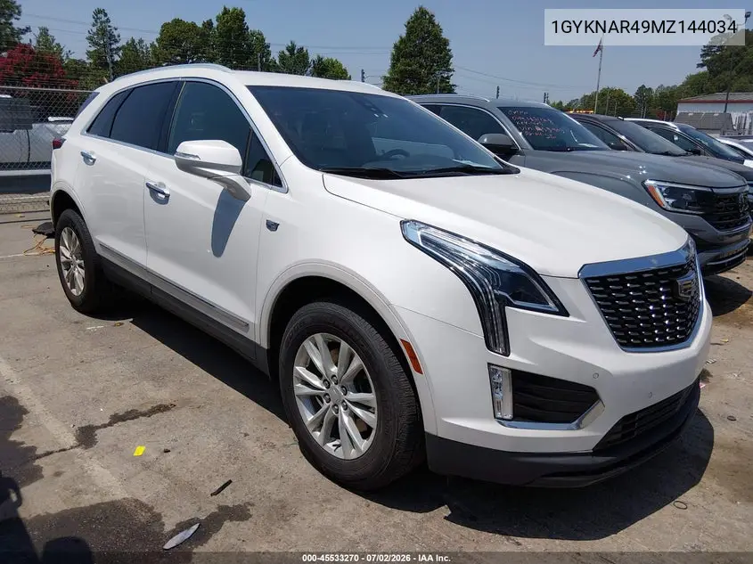 2021 Cadillac Xt5 Fwd Luxury VIN: 1GYKNAR49MZ144034 Lot: 45533270