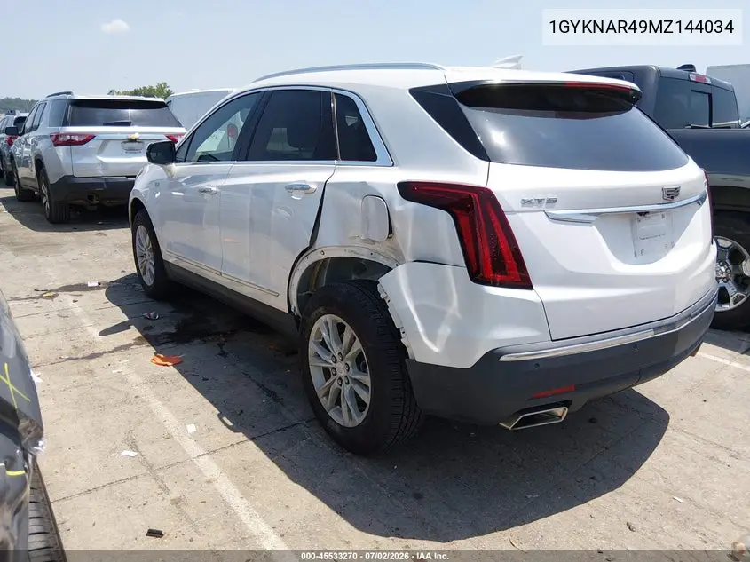 2021 Cadillac Xt5 Fwd Luxury VIN: 1GYKNAR49MZ144034 Lot: 45533270