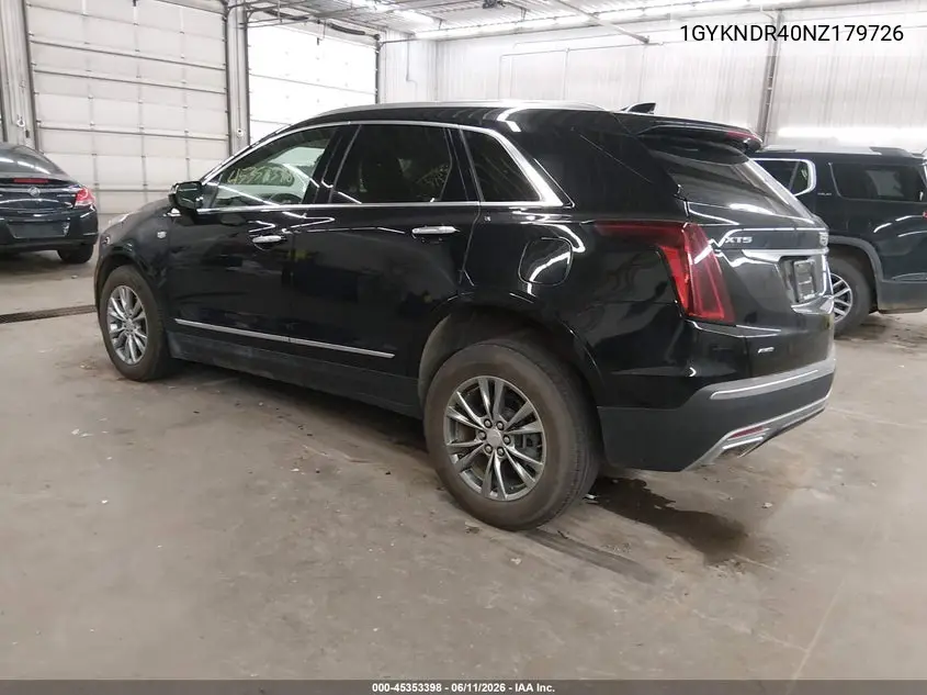2022 Cadillac Xt5 Premium Luxury VIN: 1GYKNDR40NZ179726 Lot: 45353398