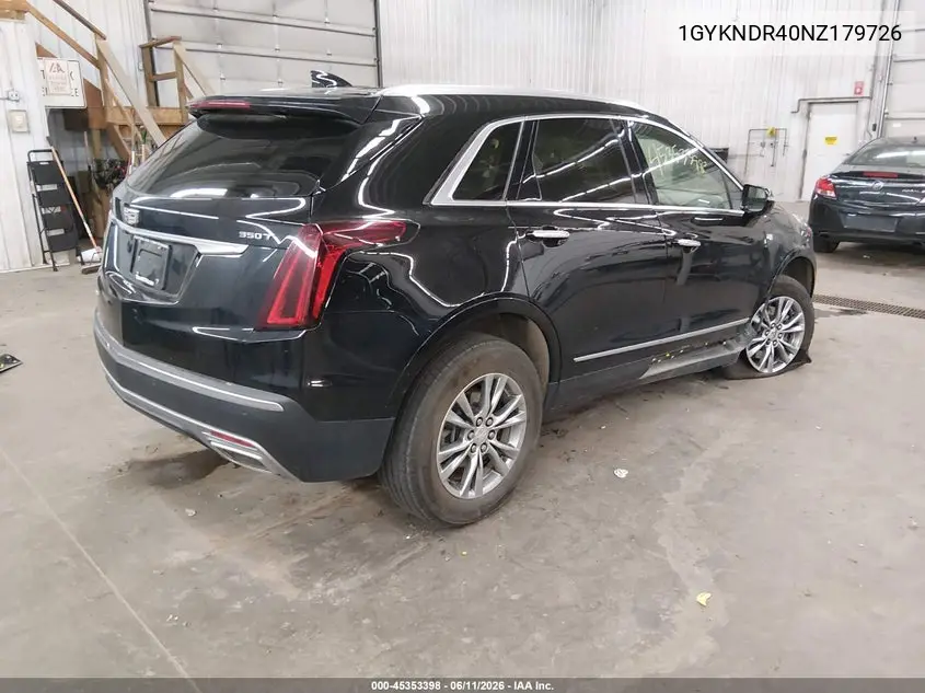 2022 Cadillac Xt5 Premium Luxury VIN: 1GYKNDR40NZ179726 Lot: 45353398