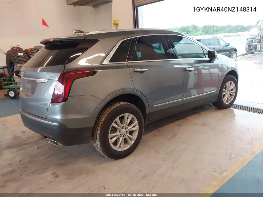 2022 Cadillac Xt5 Fwd Luxury VIN: 1GYKNAR40NZ148314 Lot: 45420147