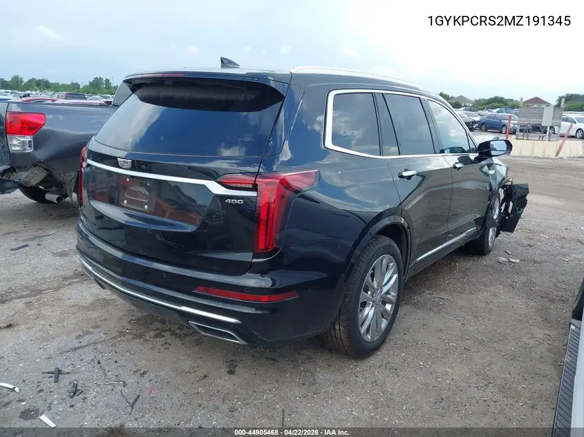 2021 Cadillac Xt6 Fwd Premium Luxury VIN: 1GYKPCRS2MZ191345 Lot: 44905468