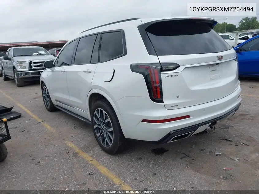 2021 Cadillac Xt6 Awd Sport VIN: 1GYKPGRSXMZ204494 Lot: 45010176
