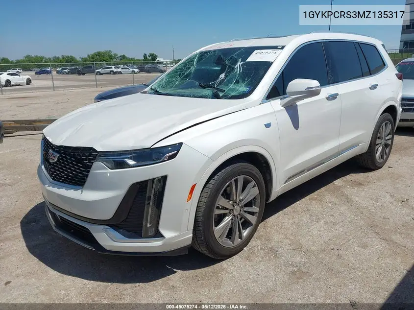 2021 Cadillac Xt6 Fwd Premium Luxury VIN: 1GYKPCRS3MZ135317 Lot: 45075274