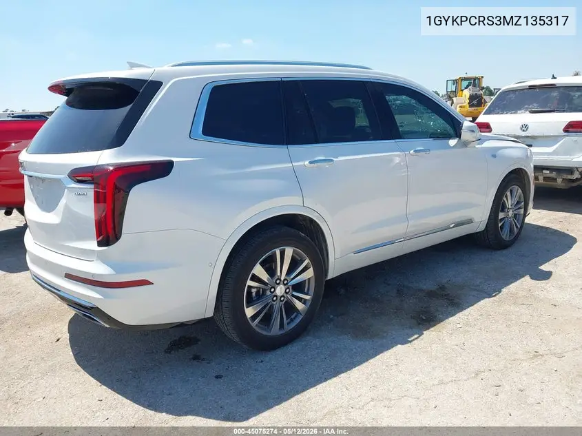 2021 Cadillac Xt6 Fwd Premium Luxury VIN: 1GYKPCRS3MZ135317 Lot: 45075274