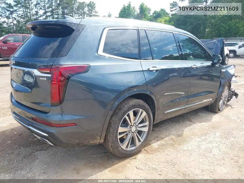 2021 Cadillac Xt6 Fwd Premium Luxury VIN: 1GYKPCRS2MZ211609 Lot: 45271326