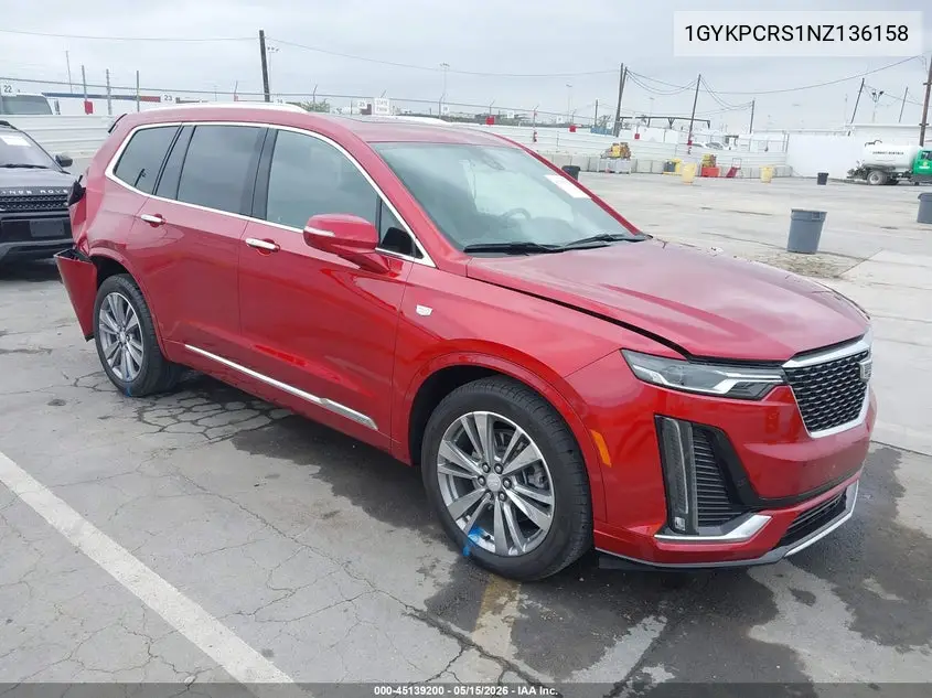 2022 Cadillac Xt6 Fwd Premium Luxury VIN: 1GYKPCRS1NZ136158 Lot: 45139200