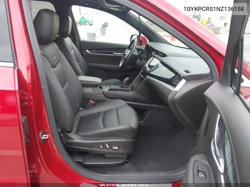 2022 Cadillac Xt6 Fwd Premium Luxury VIN: 1GYKPCRS1NZ136158 Lot: 45139200