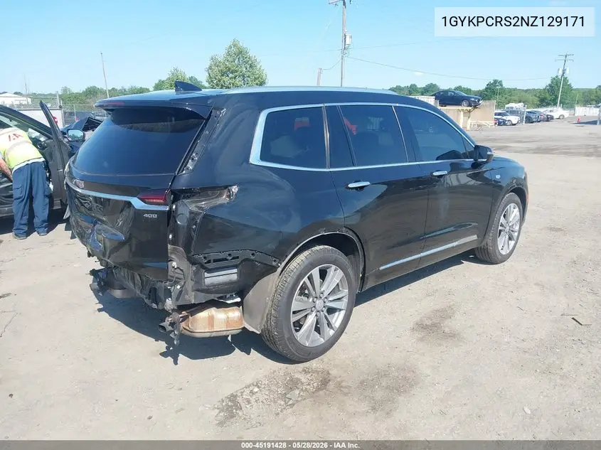 2022 Cadillac Xt6 Fwd Premium Luxury VIN: 1GYKPCRS2NZ129171 Lot: 45191428
