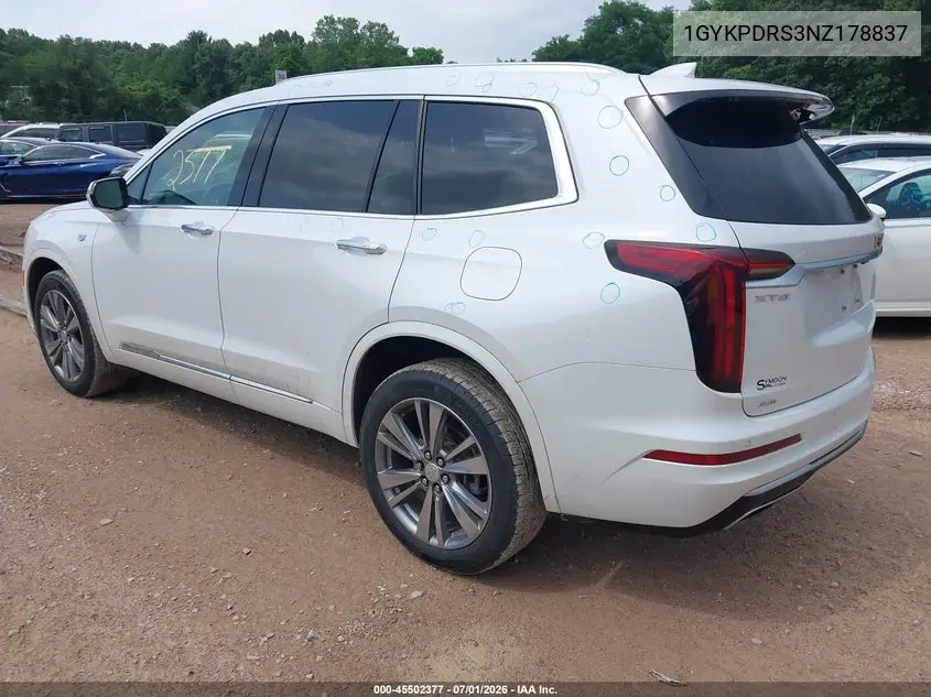 2022 Cadillac Xt6 Awd Premium Luxury VIN: 1GYKPDRS3NZ178837 Lot: 45502377