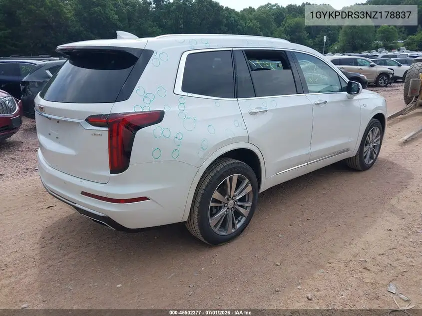 2022 Cadillac Xt6 Awd Premium Luxury VIN: 1GYKPDRS3NZ178837 Lot: 45502377