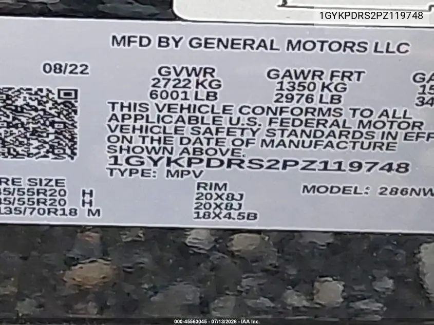 2023 Cadillac Xt6 Awd Premium Luxury VIN: 1GYKPDRS2PZ119748 Lot: 45563045