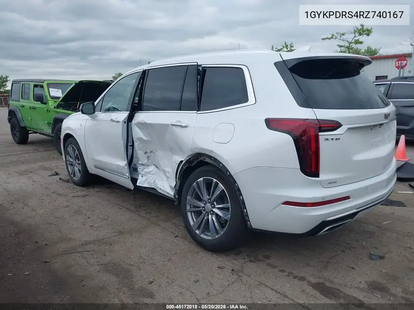 2024 Cadillac Xt6 Awd Premium Luxury VIN: 1GYKPDRS4RZ740167 Lot: 45172018