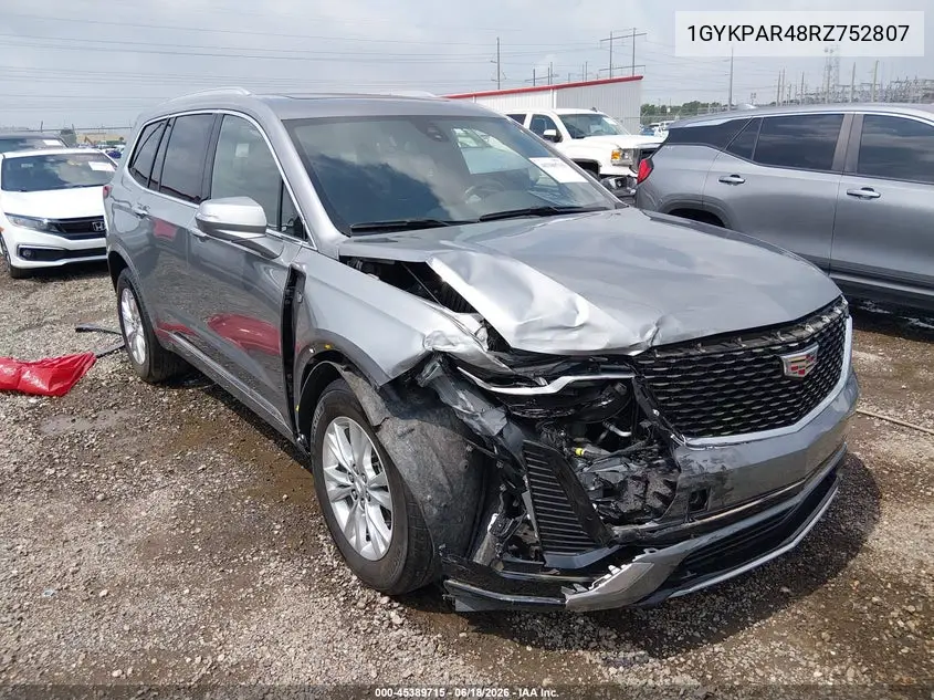 2024 Cadillac Xt6 Fwd Luxury VIN: 1GYKPAR48RZ752807 Lot: 45389715