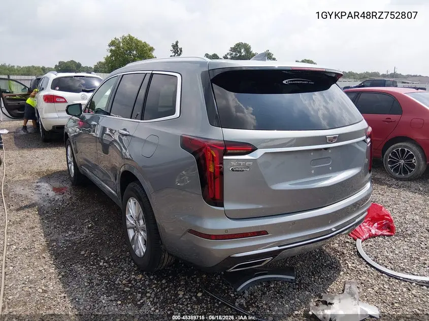 2024 Cadillac Xt6 Fwd Luxury VIN: 1GYKPAR48RZ752807 Lot: 45389715