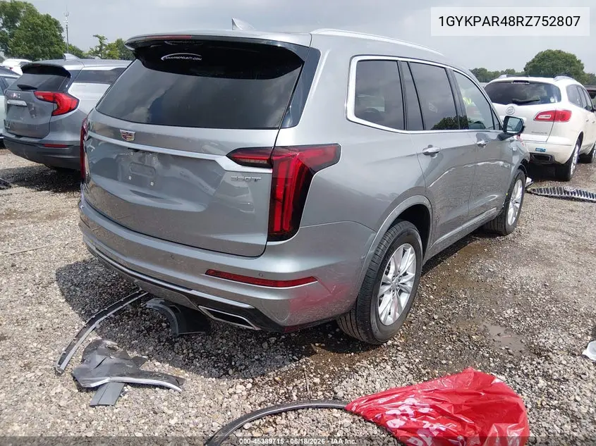 2024 Cadillac Xt6 Fwd Luxury VIN: 1GYKPAR48RZ752807 Lot: 45389715
