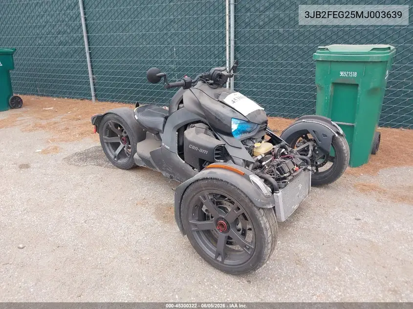 2021 Can-Am Ryker VIN: 3JB2FEG25MJ003639 Lot: 45300322