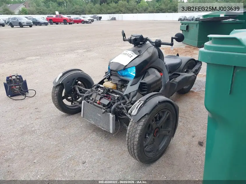 2021 Can-Am Ryker VIN: 3JB2FEG25MJ003639 Lot: 45300322