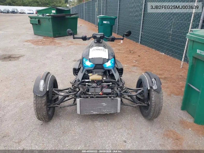2021 Can-Am Ryker VIN: 3JB2FEG25MJ003639 Lot: 45300322
