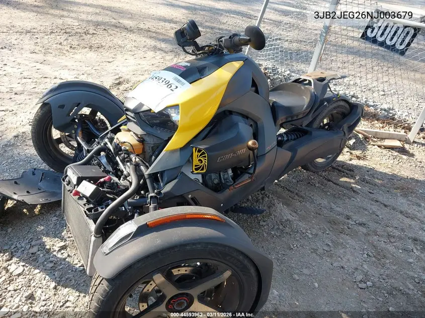 2022 Can-Am Ryker Sport VIN: 3JB2JEG26NJ003679 Lot: 44593962