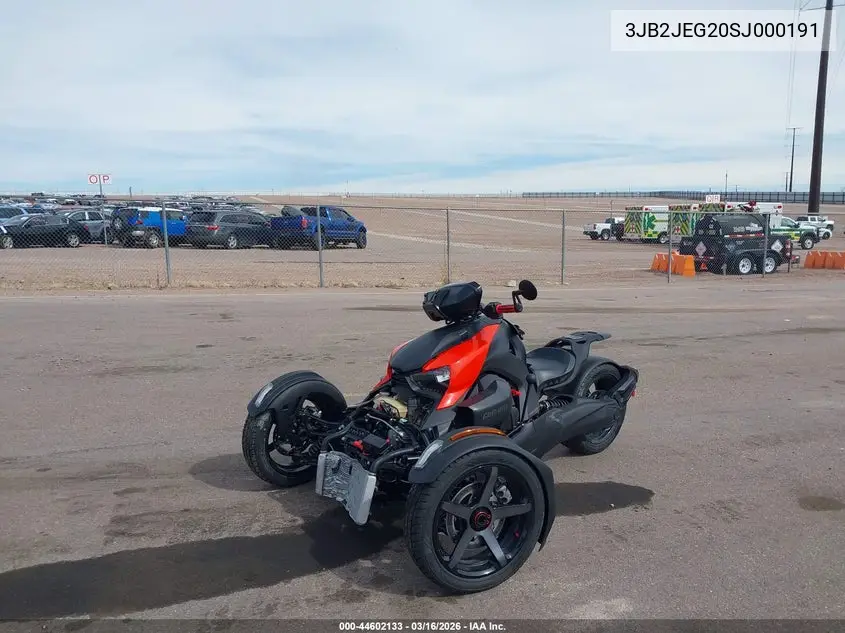 2025 Can-Am Ryker Sport VIN: 3JB2JEG20SJ000191 Lot: 44602133