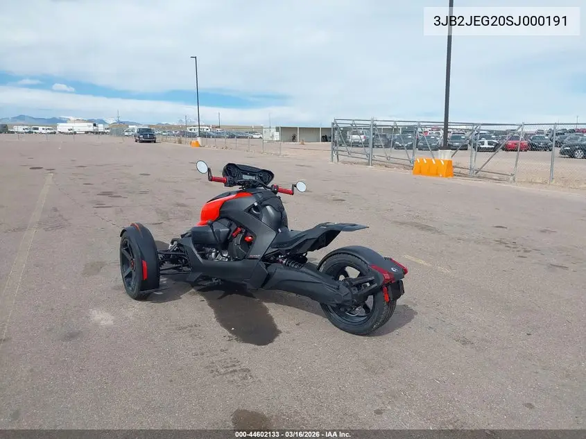 2025 Can-Am Ryker Sport VIN: 3JB2JEG20SJ000191 Lot: 44602133