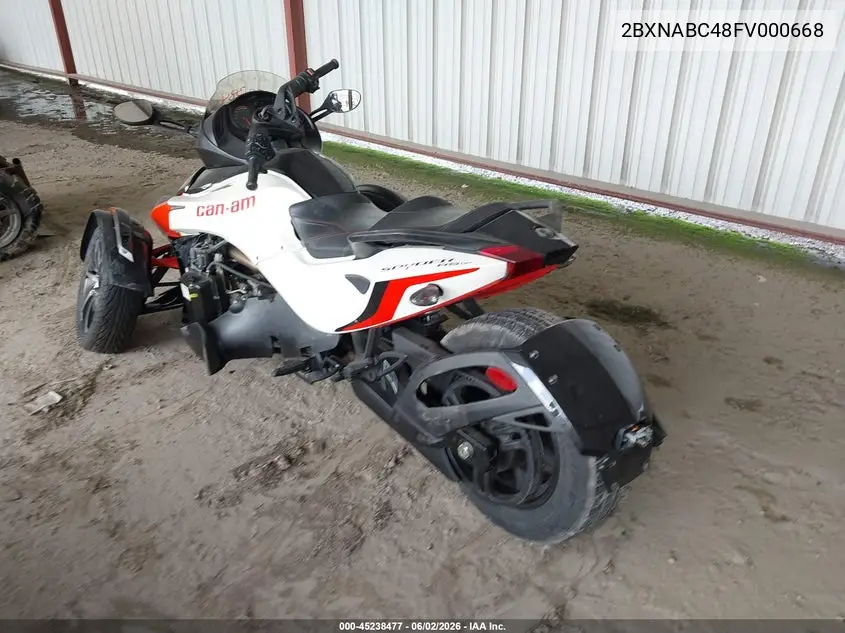 2015 Can-Am Spyder Roadster Rs/Rs-S/Rs-S Spec Series VIN: 2BXNABC48FV000668 Lot: 45238477