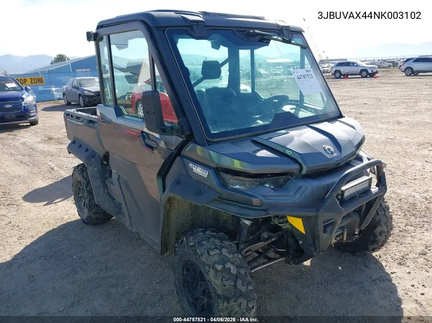 2022 Can-Am Defender Limited Cab Hd10 VIN: 3JBUVAX44NK003102 Lot: 44787521