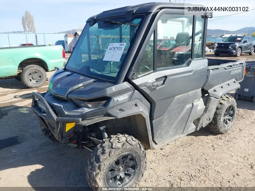 2022 Can-Am Defender Limited Cab Hd10 VIN: 3JBUVAX44NK003102 Lot: 44787521