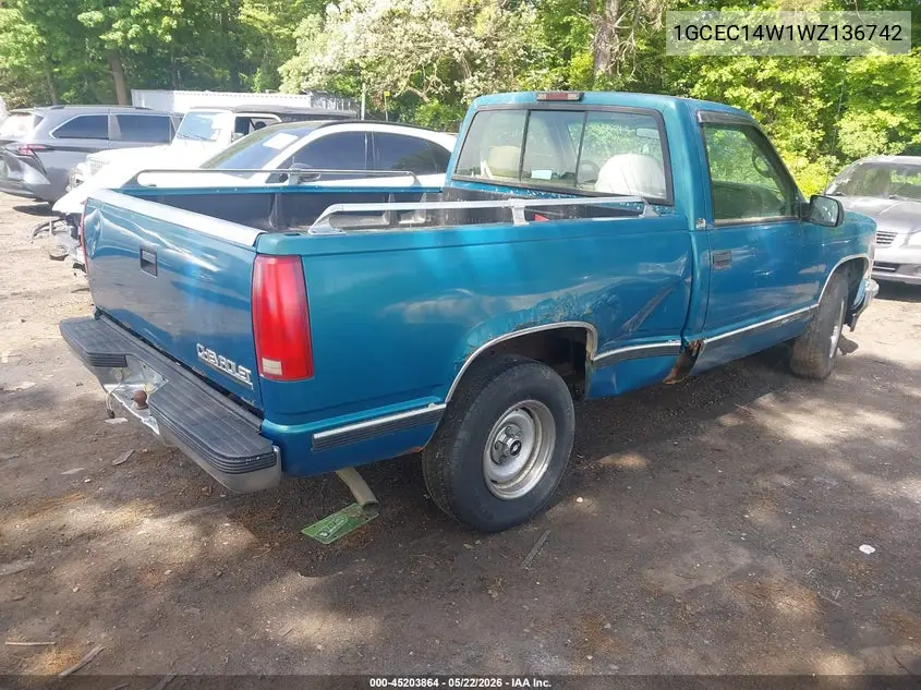 1998 Chevrolet C1500 Fleetside VIN: 1GCEC14W1WZ136742 Lot: 45203864
